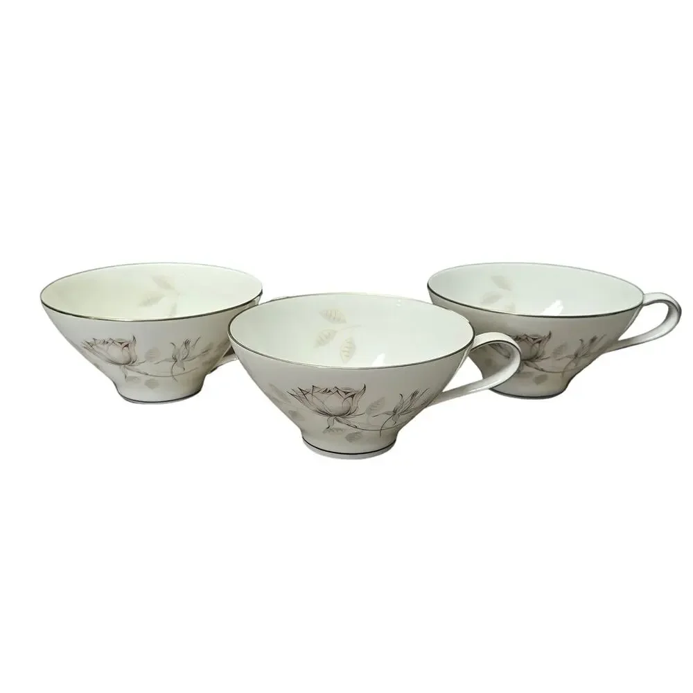 Rosenthal Germany Rose Leaf Pattern Set of 3 Tea Cups Continental Print 3436